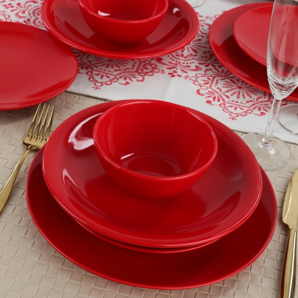 Keramika Ege Mat 24 Parça Yemek Takımı (Kırmızı)
