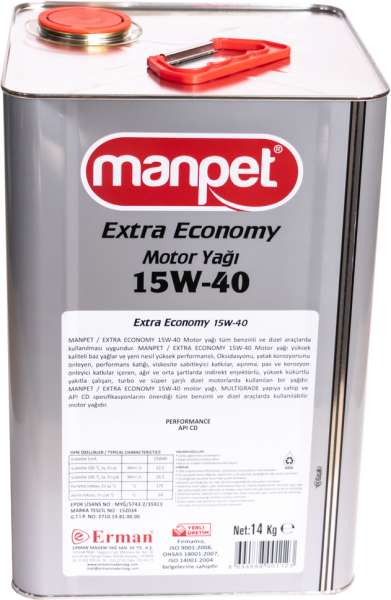 Manpet Turbo Extra Economy 15W-40 CD Motor Yağı (16 litre)