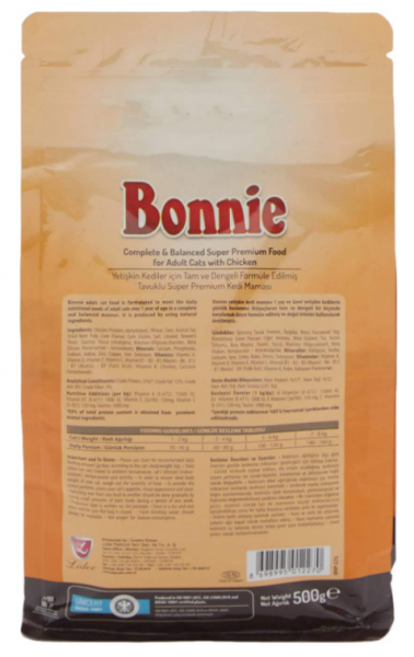 Bonnie Tavuklu Yetişkin 500 gr Kedi Maması