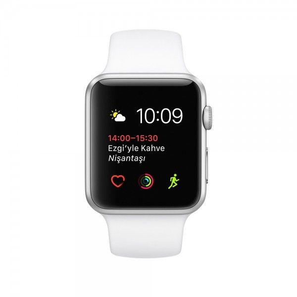Apple Watch Series 1 (38 mm) Gümüş Rengi Alüminyum Kasa ve Beyaz Spor Kordon Akıllı Saat