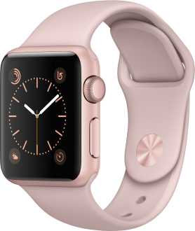 Apple Watch Series 1 (38 mm) Roze Altın Rengi Alüminyum Kasa ve Kum Pembesi Spor Kordon Akıllı Saat