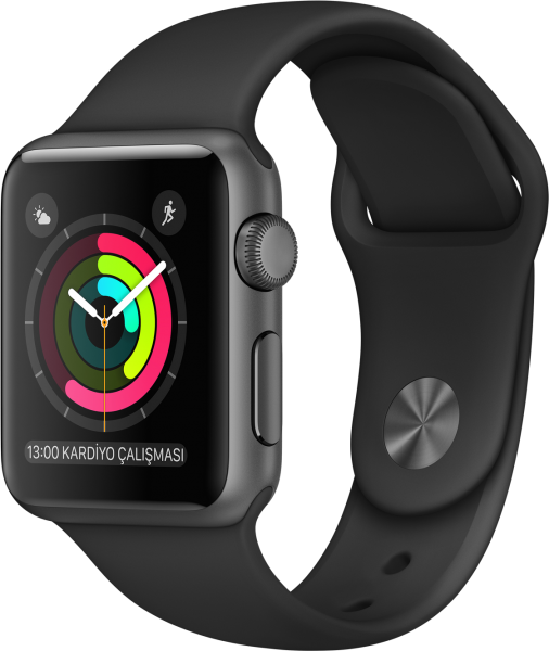 Apple Watch Series 1 (38 mm) Uzay Grisi Alüminyum Kasa ve Siyah Spor Kordon Akıllı Saat