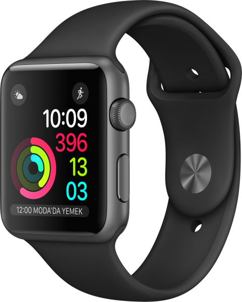 Apple Watch Series 1 (42 mm) Uzay Grisi Alüminyum Kasa ve Siyah Spor Kordon Akıllı Saat