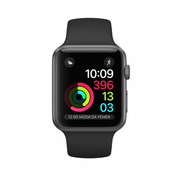 Apple Watch Series 1 (42 mm) Uzay Grisi Alüminyum Kasa ve Siyah Spor Kordon Akıllı Saat