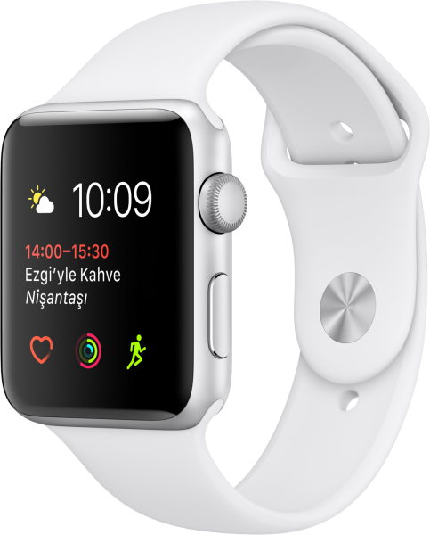 Apple Watch Series 2 (42 mm) Gümüş Rengi Alüminyum Kasa ve Beyaz Spor Kordon Akıllı Saat