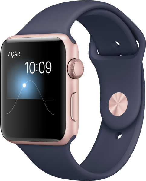 Apple Watch Series 2 (42 mm) Roze Altın Rengi Alüminyum Kasa ve Gece Mavisi Spor Kordon Akıllı Saat