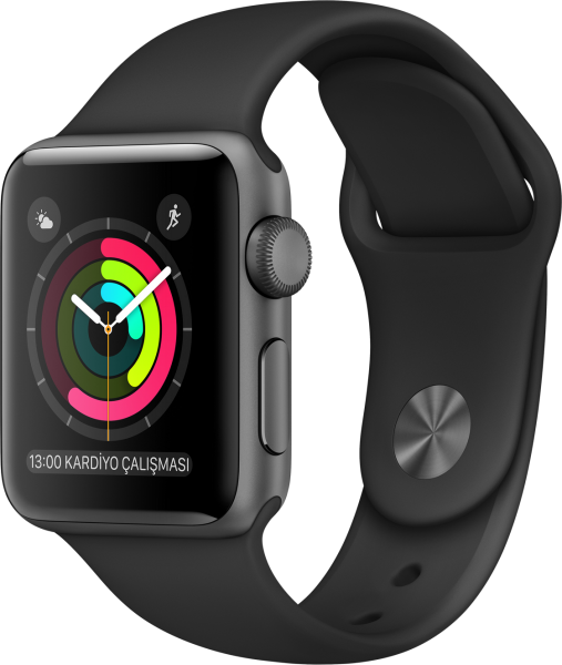 Apple Watch Series 2 (38 mm) Uzay Grisi Alüminyum Kasa ve Siyah Spor Kordon Akıllı Saat