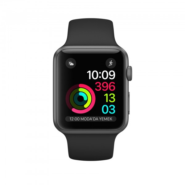 Apple Watch Series 2 (38 mm) Uzay Grisi Alüminyum Kasa ve Siyah Spor Kordon Akıllı Saat