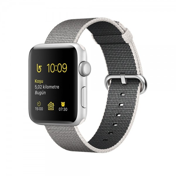 Apple Watch Series 2 (38 mm) Gümüş Rengi Alüminyum Kasa ve Naylon Örme İnci Grisi Kordon Akıllı Saat