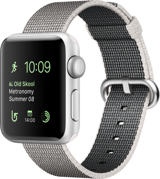 Apple Watch Series 2 (38 mm) Gümüş Rengi Alüminyum Kasa ve Naylon Örme İnci Grisi Kordon Akıllı Saat