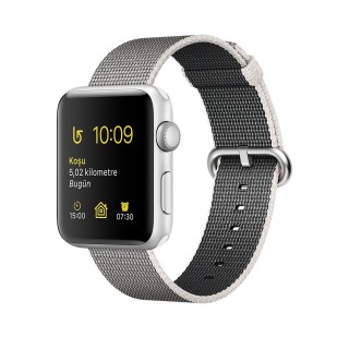 Apple Watch Series 2 (38 mm) Gümüş Rengi Alüminyum Kasa ve Naylon Örme İnci Grisi Kordon Akıllı Saat