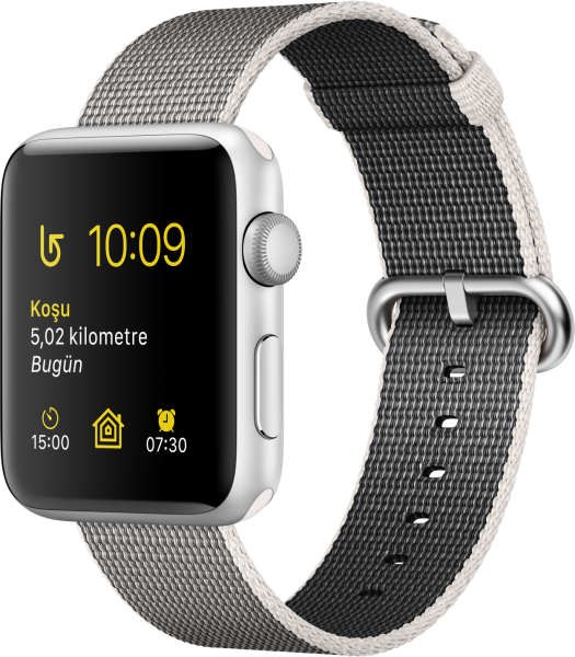 Apple Watch Series 2 (42 mm) Gümüş Rengi Alüminyum Kasa ve Naylon Örme İnci Grisi Kordon Akıllı Saat