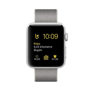 Apple Watch Series 2 (42 mm) Gümüş Rengi Alüminyum Kasa ve Naylon Örme İnci Grisi Kordon Akıllı Saat