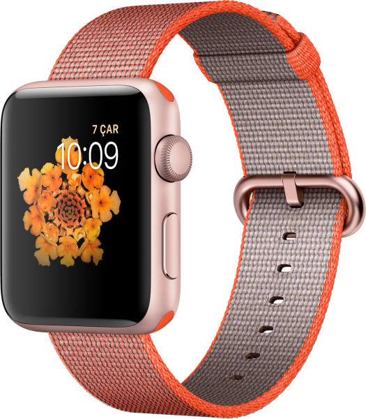 Apple Watch Series 2 (42 mm) Roze Altın Rengi Alüminyum Kasa ve Naylon Örme Uzay Turuncusu/Antrasit Kordon Akıllı Saat