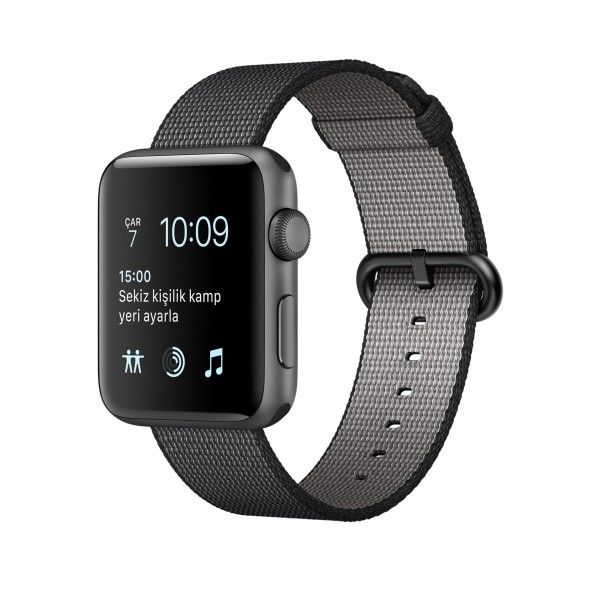 Apple Watch Series 2 (38 mm) Uzay Grisi Alüminyum Kasa ve Naylon Örme Siyah Kordon Akıllı Saat