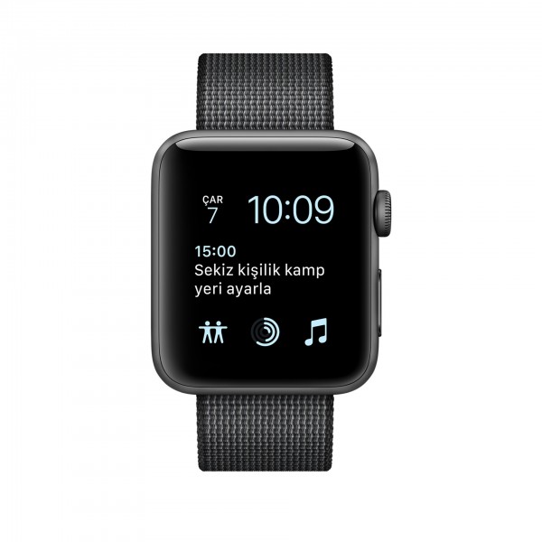 Apple Watch Series 2 (38 mm) Uzay Grisi Alüminyum Kasa ve Naylon Örme Siyah Kordon Akıllı Saat
