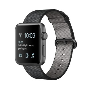 Apple Watch Series 2 (38 mm) Uzay Grisi Alüminyum Kasa ve Naylon Örme Siyah Kordon Akıllı Saat