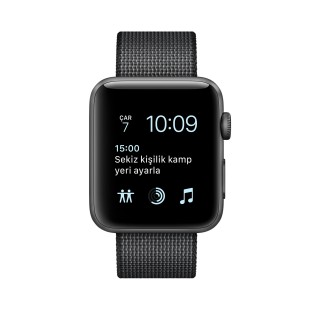 Apple Watch Series 2 (38 mm) Uzay Grisi Alüminyum Kasa ve Naylon Örme Siyah Kordon Akıllı Saat