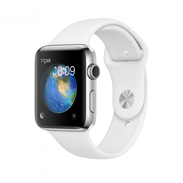 Apple Watch Series 2 (38 mm) Paslanmaz Çelik Kasa ve Beyaz Spor Kordon Akıllı Saat