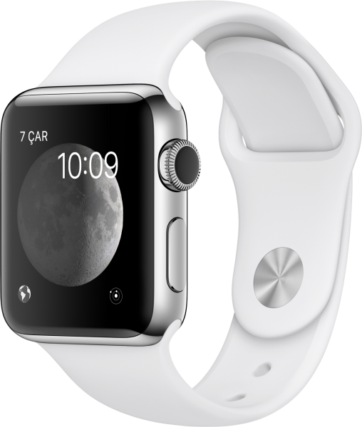 Apple Watch Series 2 (38 mm) Paslanmaz Çelik Kasa ve Beyaz Spor Kordon Akıllı Saat