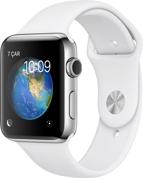 Apple Watch Series 2 (42 mm) Paslanmaz Çelik Kasa ve Beyaz Spor Kordon Akıllı Saat