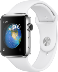 Apple Watch Series 2 (42 mm) Paslanmaz Çelik Kasa ve Beyaz Spor Kordon resim