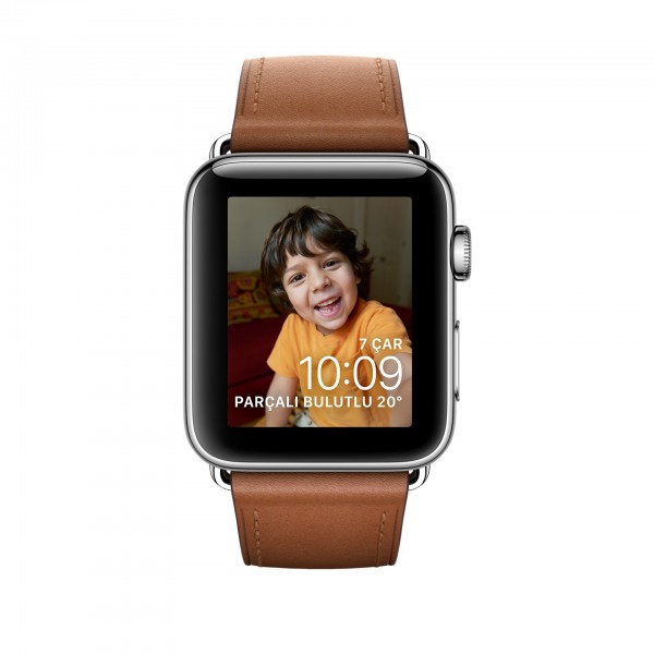 Apple Watch Series 2 (38 mm) Paslanmaz Çelik Kasa ve Klasik Tokalı Klasik Kahve Kayış Akıllı Saat
