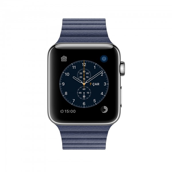 Apple Watch Series 2 (42 mm) Paslanmaz Çelik Kasa ve Gece Mavisi Deri Loop