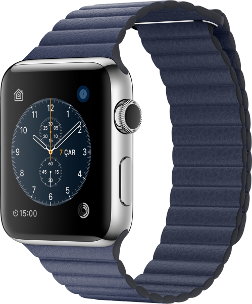 Apple Watch Series 2 (42 mm) Paslanmaz Çelik Kasa ve Gece Mavisi Deri Loop