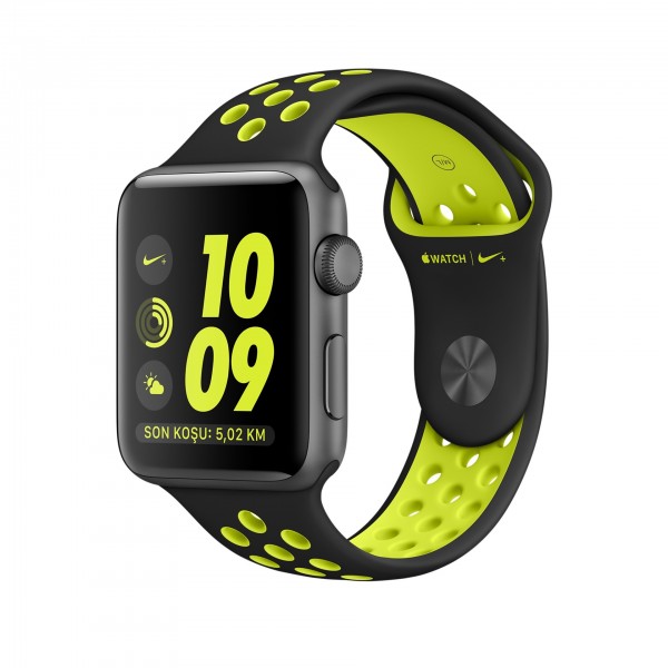 Apple Watch Nike+ Series 2 (38 mm) Uzay Grisi Alüminyum Kasa ve Siyah/Volt Nike Spor Kordon Akıllı Saat