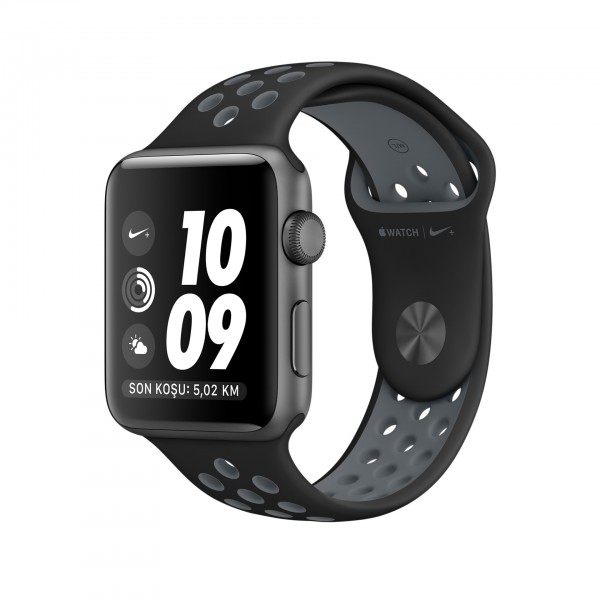 Apple Watch Nike+ Series 2 (38 mm) Uzay Grisi Alüminyum Kasa ve Siyah/Soğuk Gri Nike Spor Kordon Akıllı Saat