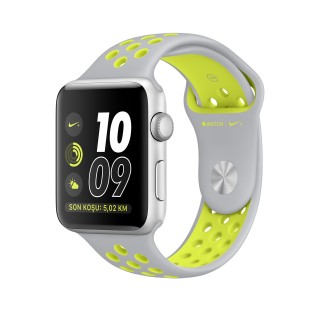 Apple Watch Nike+ Series 2 (38 mm) Gümüş Rengi Alüminyum Kasa ve Mat Gümüş/Volt Nike Spor Kordon Akıllı Saat