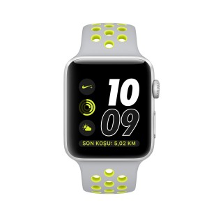 Apple Watch Nike+ Series 2 (42 mm) Gümüş Rengi Alüminyum Kasa ve Mat Gümüş/Volt Nike Spor Kordon Akıllı Saat