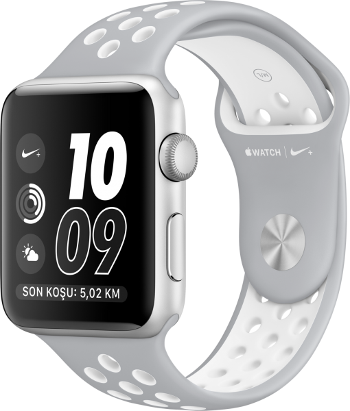 Apple Watch Nike+ Series 2 (42 mm) Gümüş Rengi Alüminyum Kasa ve Mat Gümüş/Beyaz Nike Spor Kordon Akıllı Saat