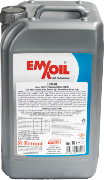 Manpet Turbo Emxoil 15W-40 CF-4 Motor Yağı (10 litre)