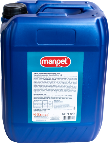 Manpet Turbo Lider 15W-40 CH-4 Motor Yağı (20 litre)