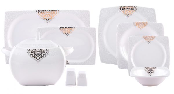 Emsan Fine Bone Fiore Gold 61 Parça Yemek Takımı