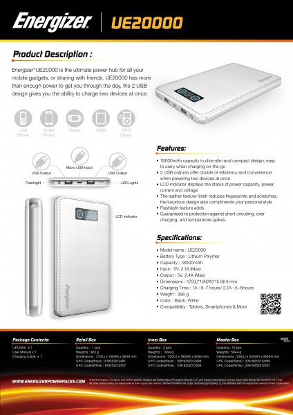 Energizer UE20000 18000 mAh Powerbank