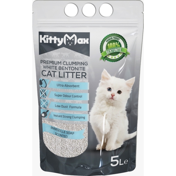 KittyMax Marsilya Sabun Kokulu Topaklanan Kalın Taneli 5 lt Kedi Kumu