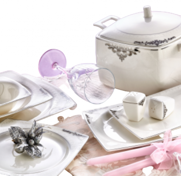 Evimsaray Fine Bone SRY-263 61 Parça Yemek Takımı (Gümüş)