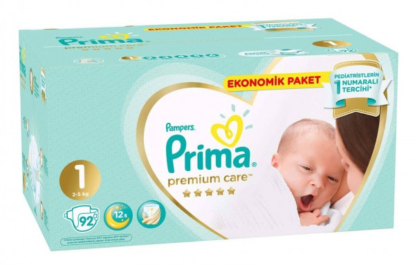 Prima Premium Care 1 Beden 92 Adet Bebek Bezi