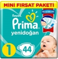 Prima Aktif Bebek Yenidoğan 1 Beden 44 Adet Bebek Bezi