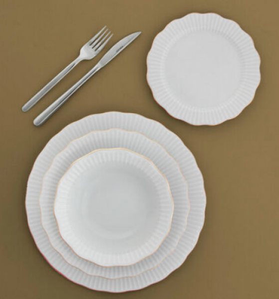 Porland Frilly 24 Parça Yemek Takımı (Altın)