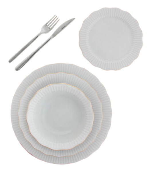 Porland Frilly 24 Parça Yemek Takımı (Altın)
