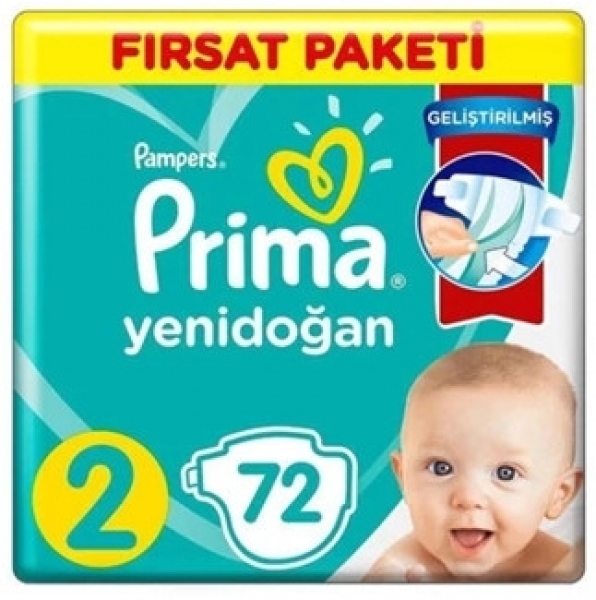 Prima Aktif Bebek Yenidoğan 2 Beden 72 Adet Bebek Bezi