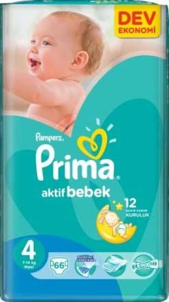 Prima Aktif Bebek 4 Beden 66 Adet Bebek Bezi