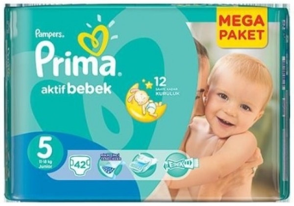 Prima Aktif Bebek 5 Beden 42 Adet Bebek Bezi