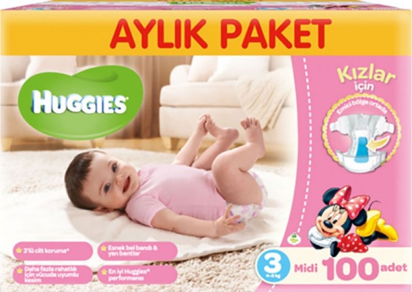 Huggies 3 Beden Kız Bebek Bezi