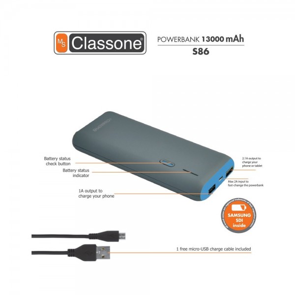 Classone S86 13000 mAh Powerbank
