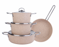 Cookplus Biogranit Panama Kahve 7 Parça Tencere ve Tava Seti resim